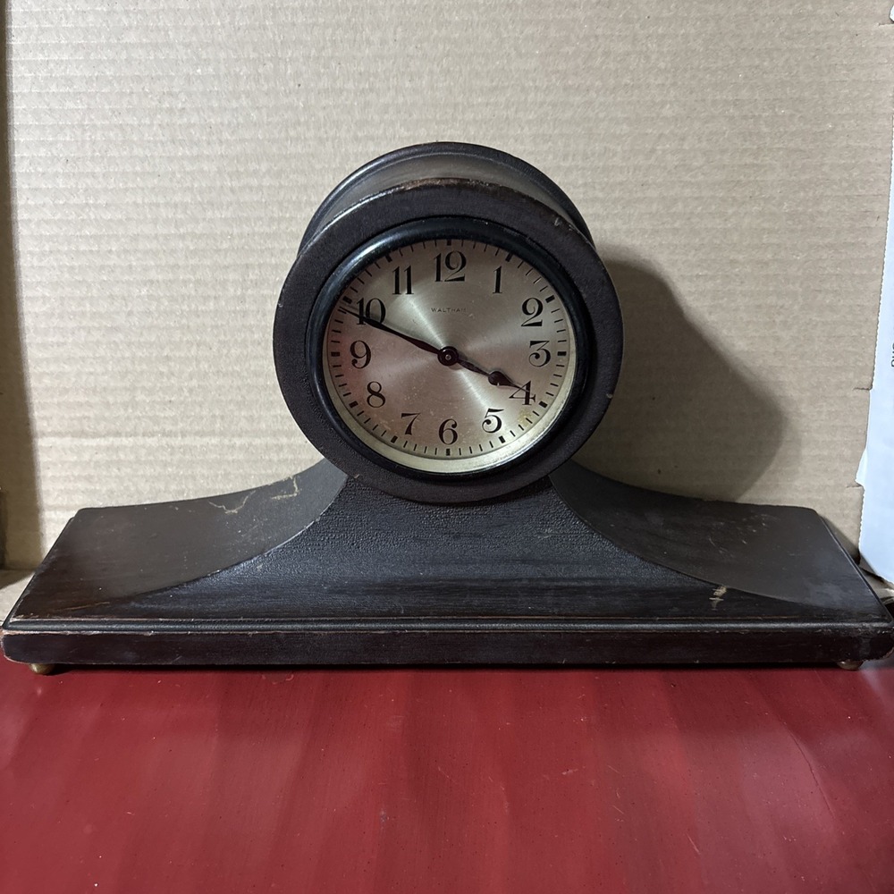 Vintage Waltham Mahogany Mantel Clock Works